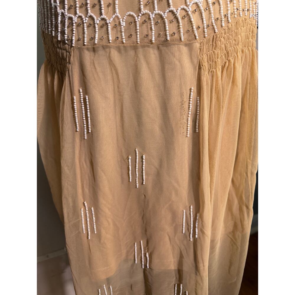 Together Beaded Midi Dress Nude Art Deco Gatsby 1920s Style Mesh Formal - Size 8 - Picture 6 of 11